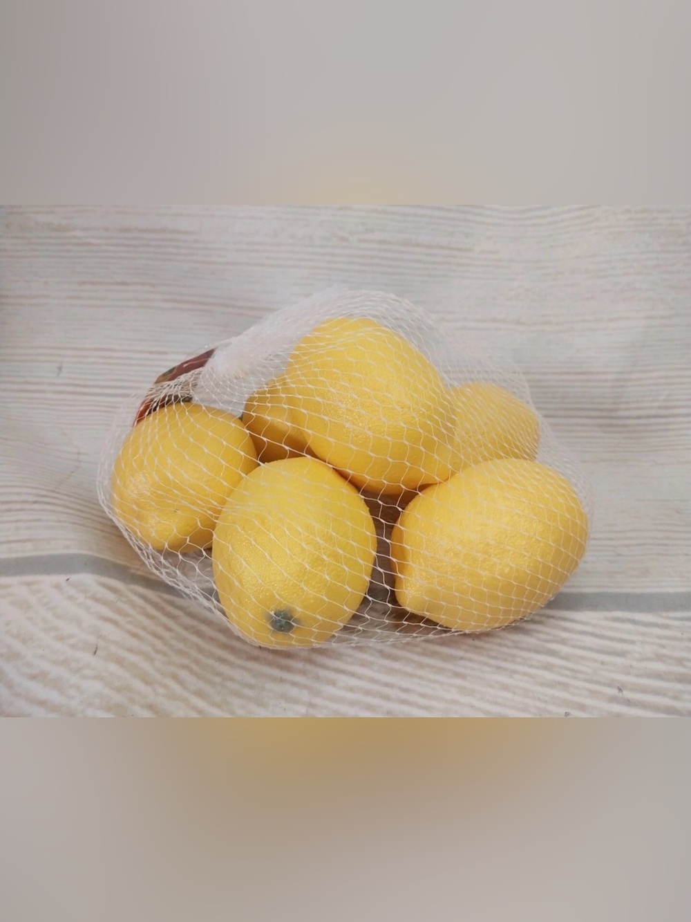 Bright Yellow Decorative Lemons in White Mesh Bag - Home Accents Decor